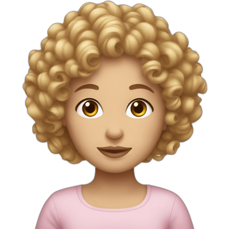 curly hair white woman with baby emoji