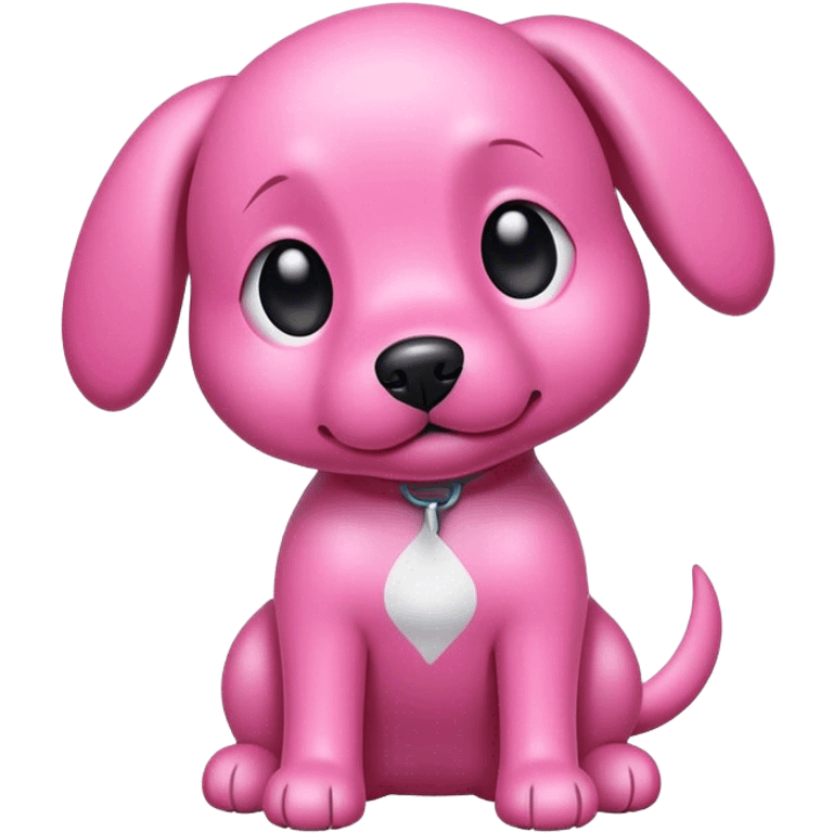 Pink dog with a body emoji