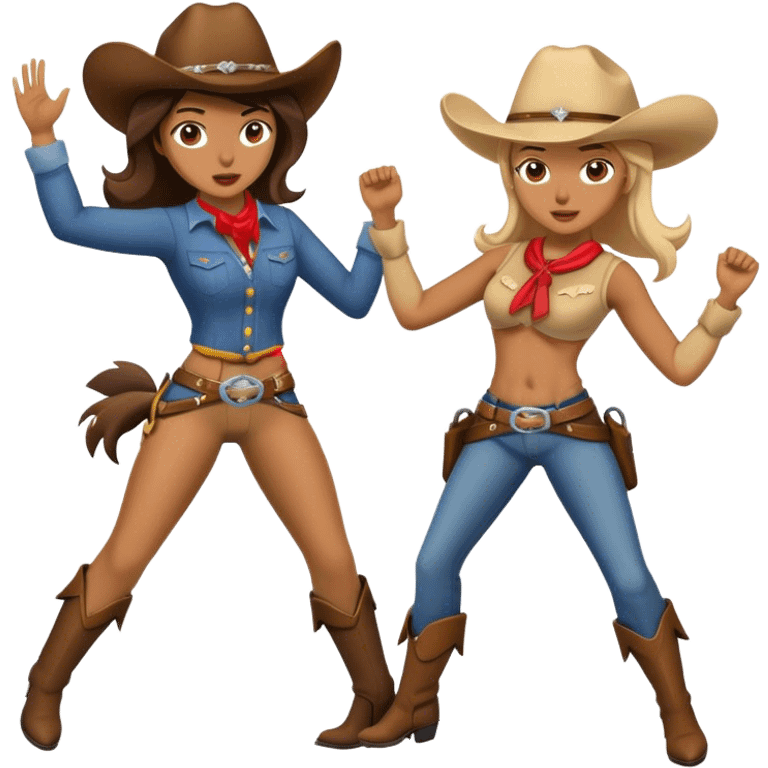 Cowgirl kicking cowboy  emoji