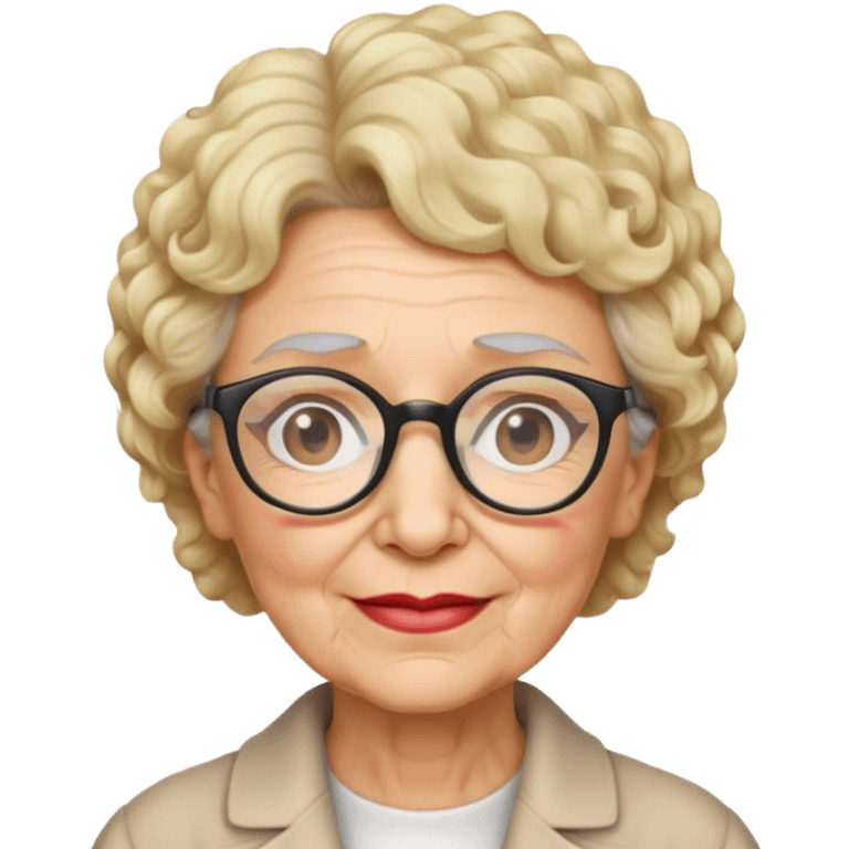 Old Woman with short curly blonde hair and glasses  emoji