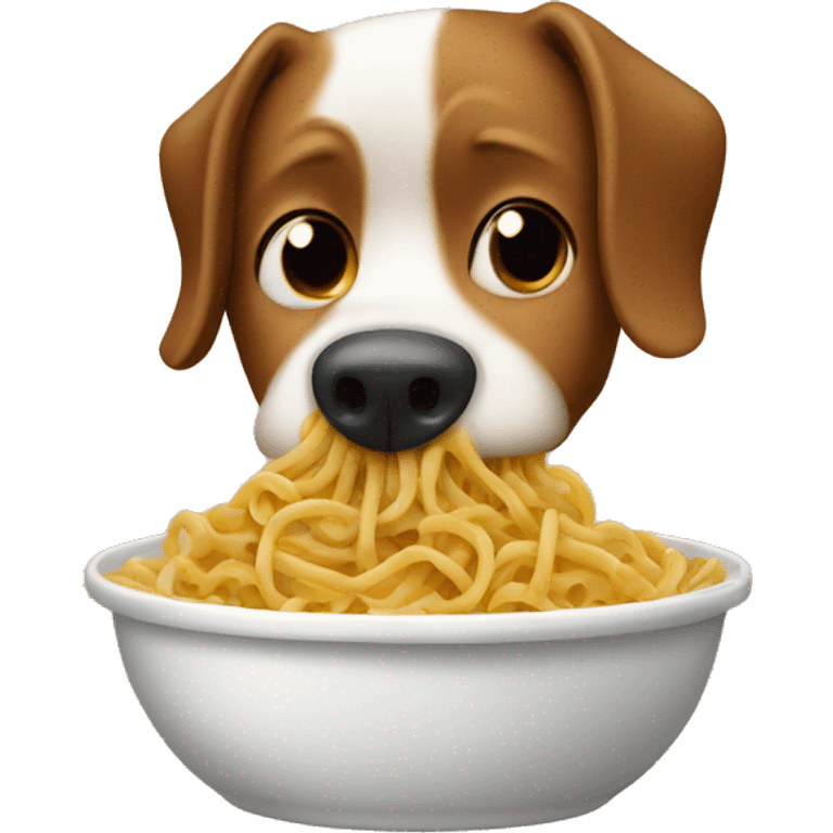 A dog eating pasta emoji