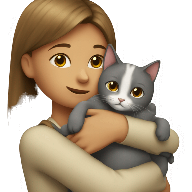 A girl hugging a cat emoji