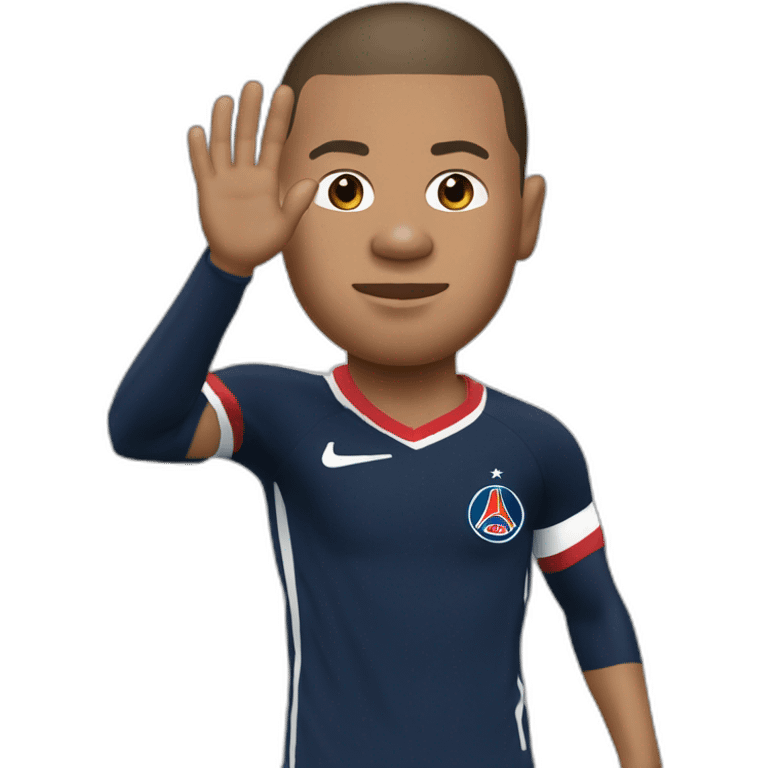 Mbappe avec la bouche ouverte et les mains derrière la tête emoji