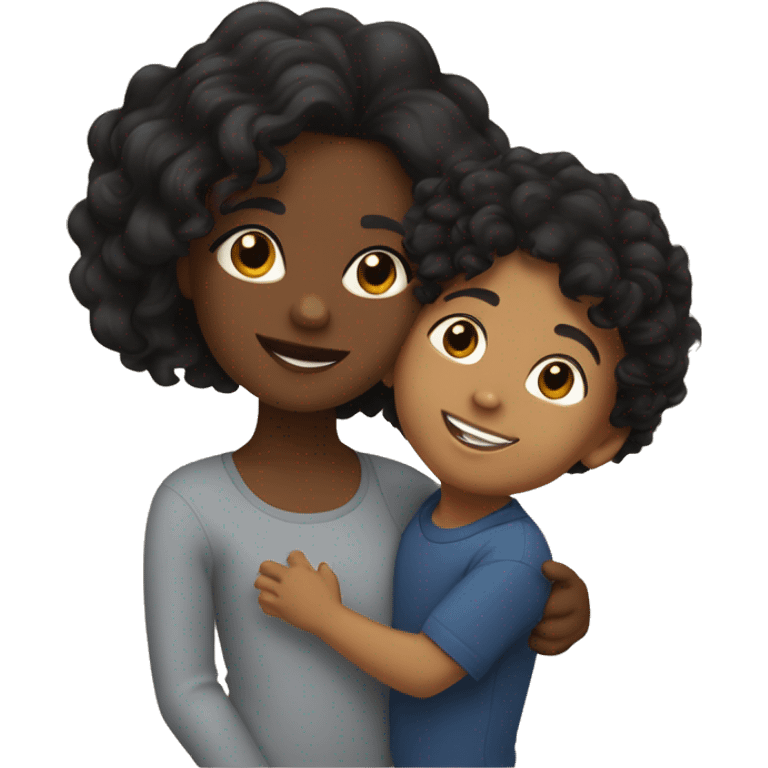 me with my 4-year-old son. I’m a Colombian woman with long wavy black hair and hazel eyes. My son, mixed French, Congolese, and Colombian, has slightly darker skin, curly hair on top, short sides, and black eyes.” emoji