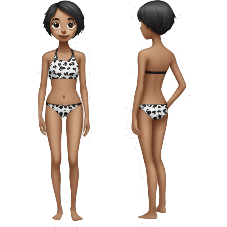 Skinny Girl wearing panda pattern swim wear emoji