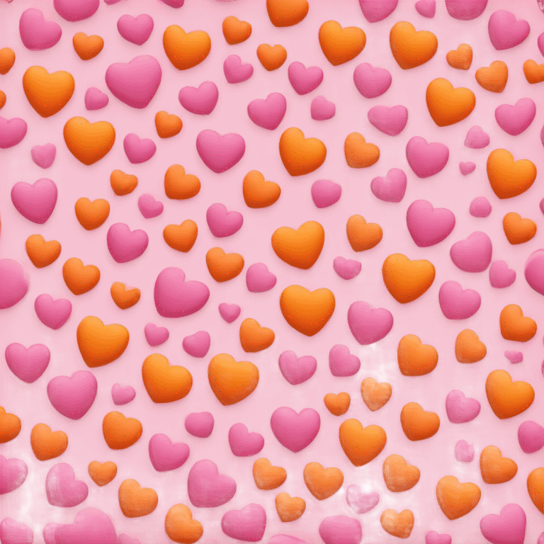 Pink and orange coloured love heart emoji