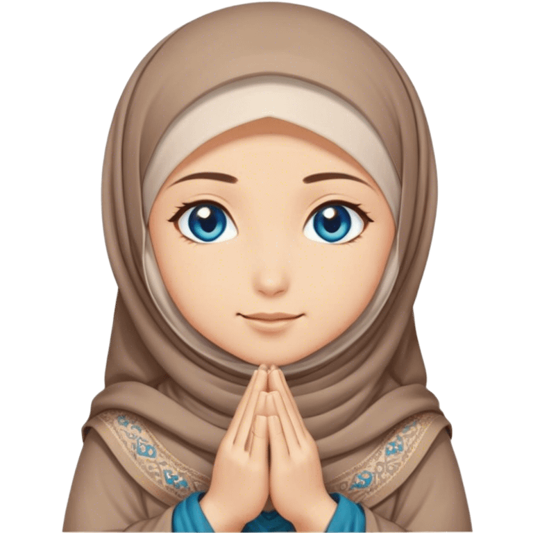 Turkish beautiful finish Konya girl blue eyes with hijab and brown stone dress praying emoji