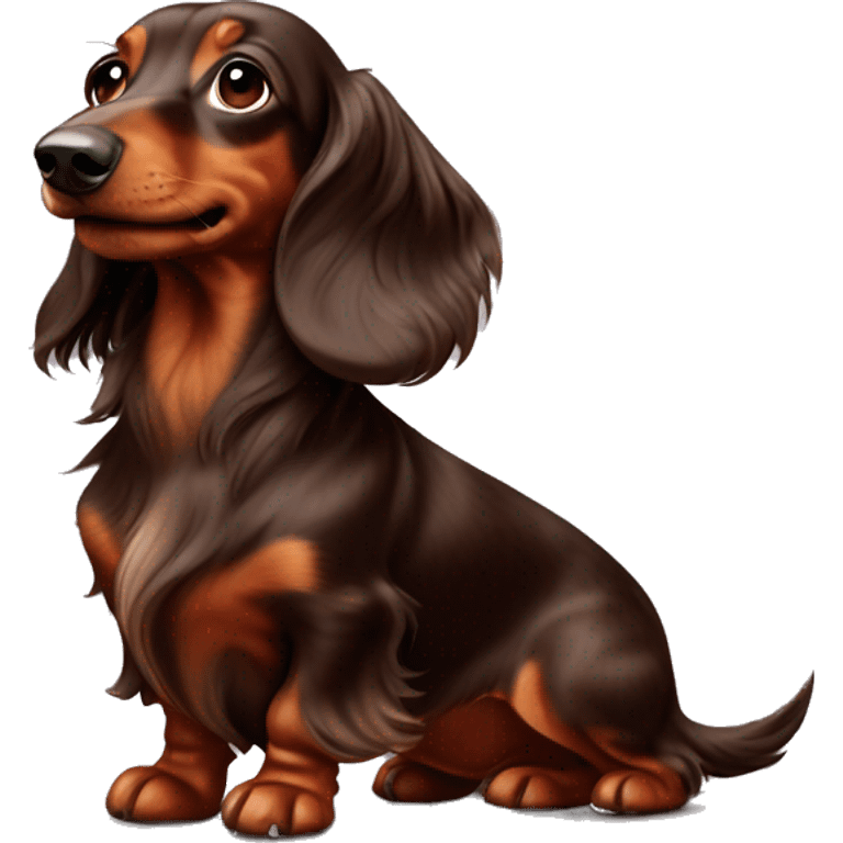 long haired dachshund chocolate dappled  emoji