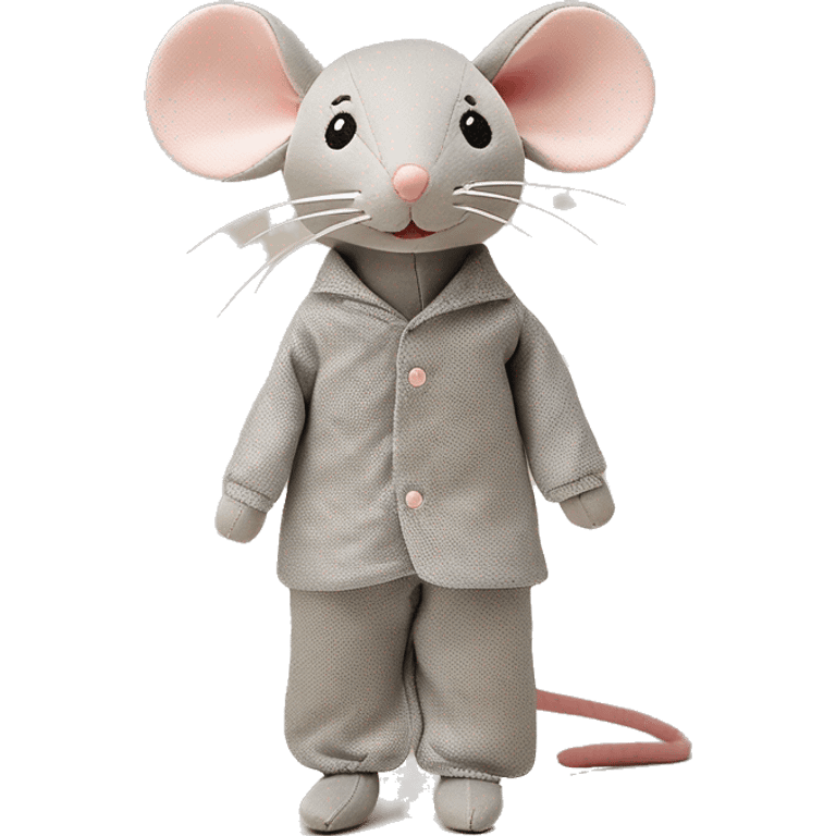 Grey maileg fabric mouse in pajamas emoji