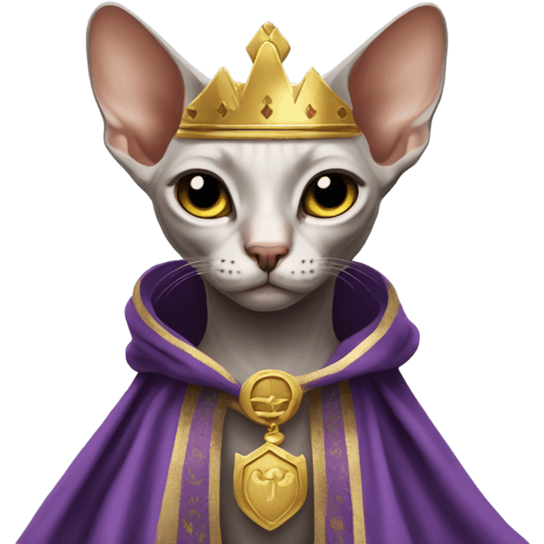 Sphinx cat with kings crown and robe emoji