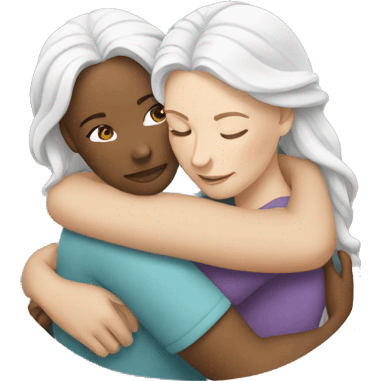 two white women hugging  emoji