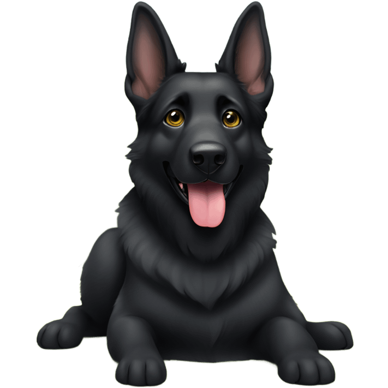 Black German shepherd with tongue out emoji