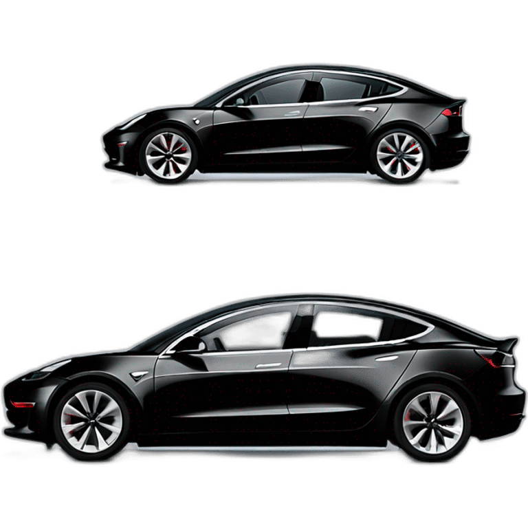 one Black color Tesla Model 3 in high speed motion side view emoji