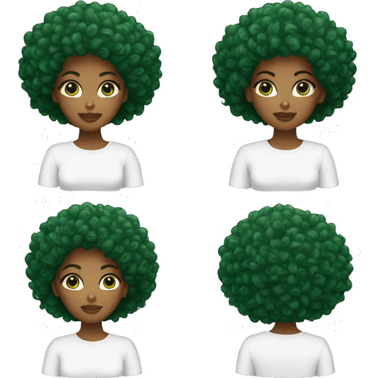 mujer afro cabello cafe ojos verdes emoji