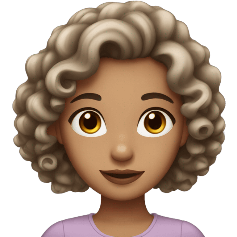 girl with curly brown hair and brown eyes with evening make-up emoji