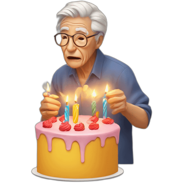 old person blowing out candles in 2027 emoji