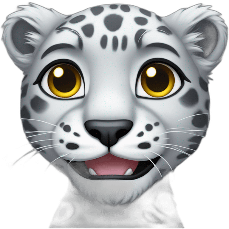 snow leopard shaking paws emoji