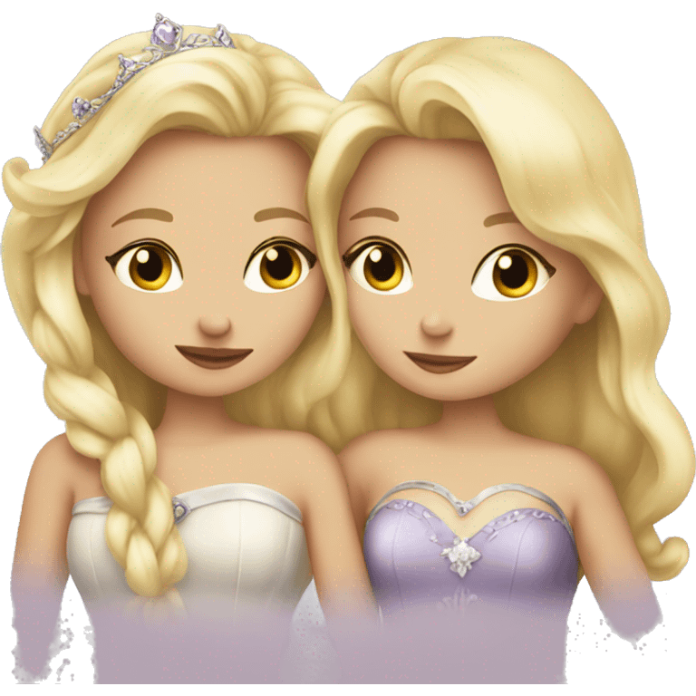 2 women princesses couple blonde kiss emoji