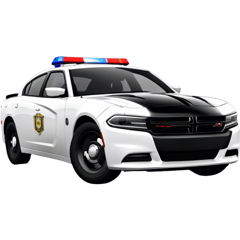 Police Car - Dodge Charger Pursuit (Model Year: 2022) (Iconic colour: Black and white) emoji