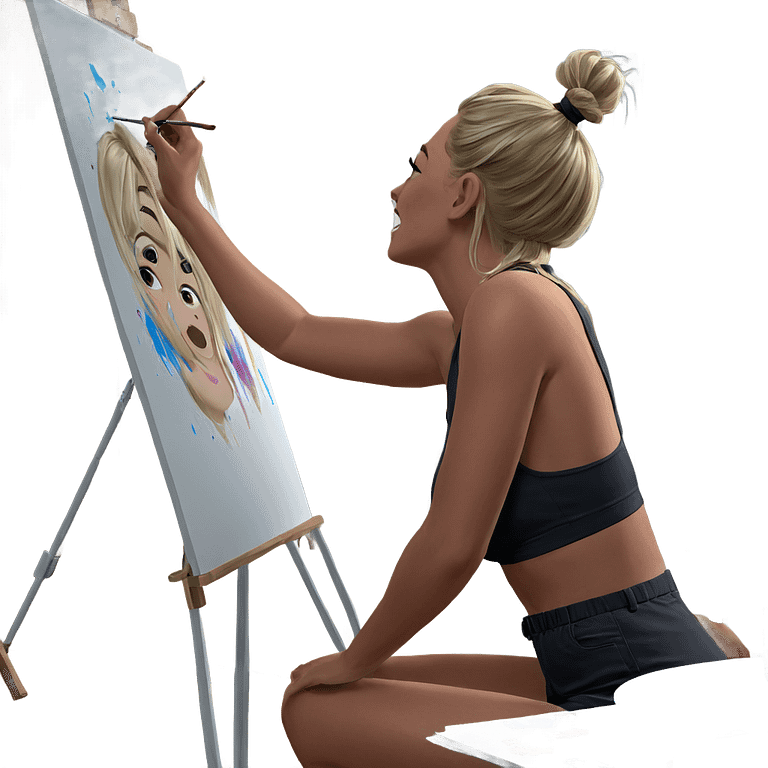 blonde girl painting indoors emoji