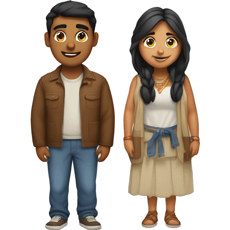 chubby indian teen guy and  an american  guy couple emoji