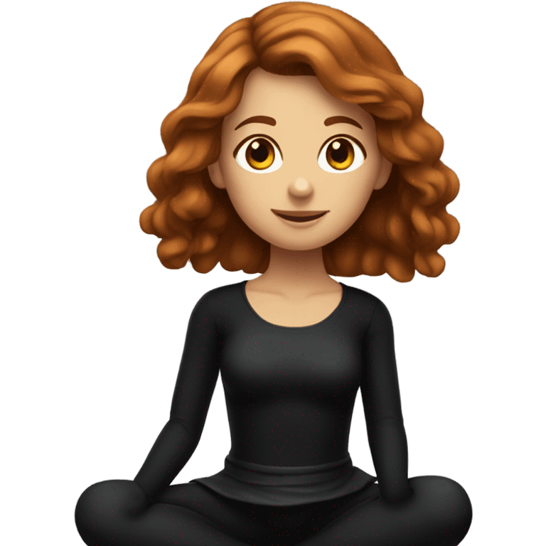 full body girl with chestnut hair sitting in black costume on the floor emoji