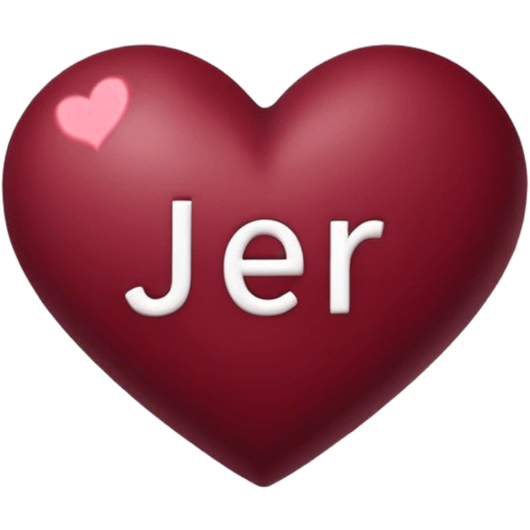 Burgundy heart with the letters Jer in the middle  emoji