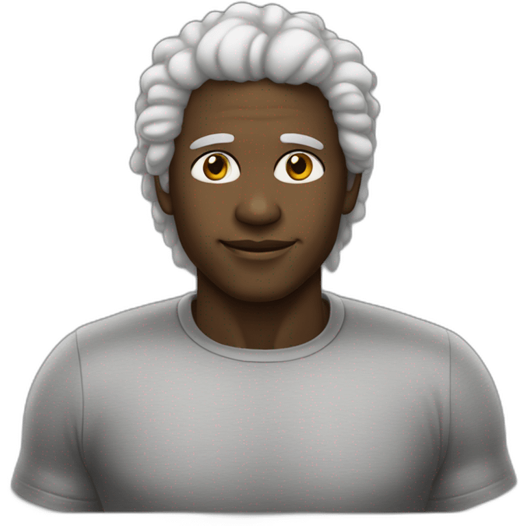 garoto de cabelo preto, pele branca, olhos grandes, boca grande e nariz grande emoji