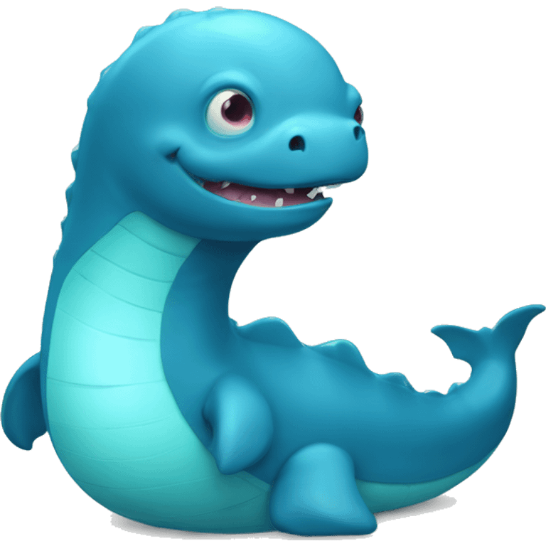 a cute blue lochness monster that is a little fat emoji