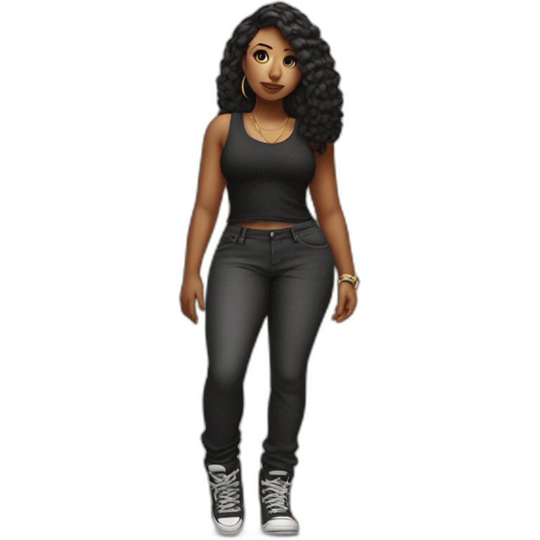 Curvy hip hop girl full length emoji