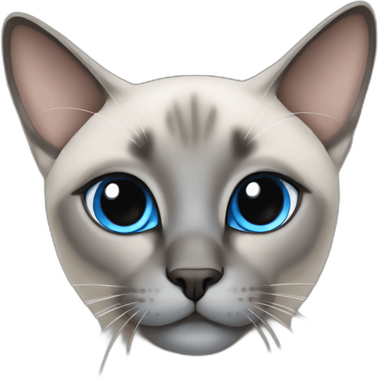 cute grey siamese cat with blue cross-eyed emoji