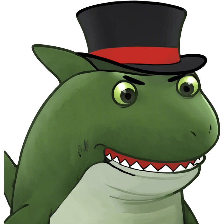 Shark with a top hat emoji