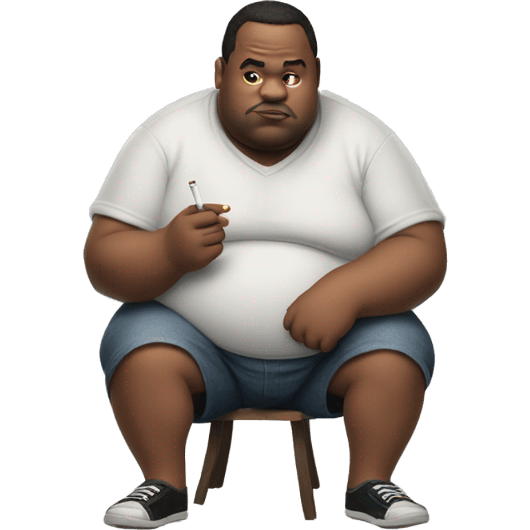 Fat guy squatting while smoking a cigarette emoji