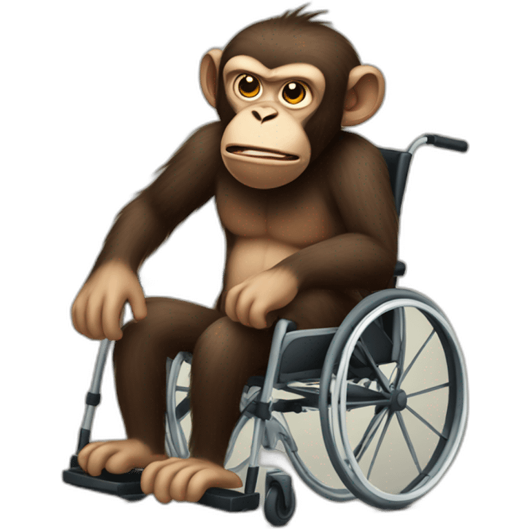 angry monkey with small ferocious rollin eyes cute wheelchair emoji