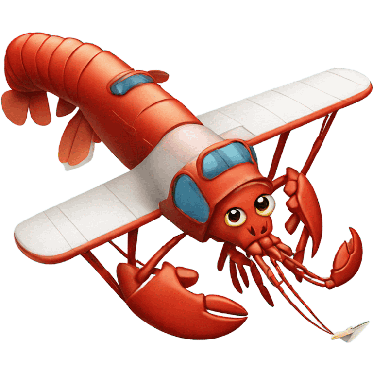 Lobster flying a plane with cigarette  emoji