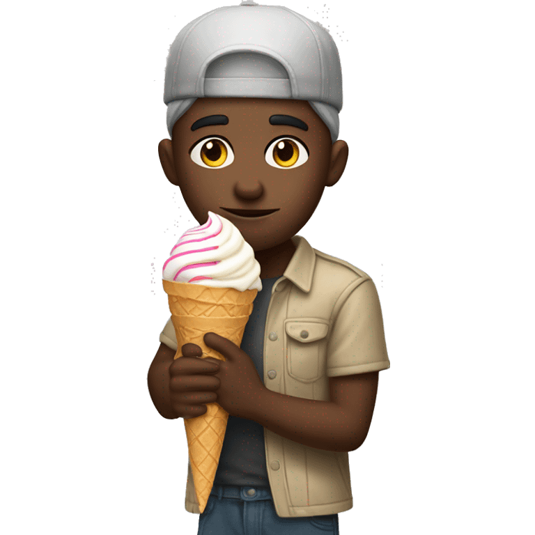 To the caplimba holding ice cream in his hand  emoji