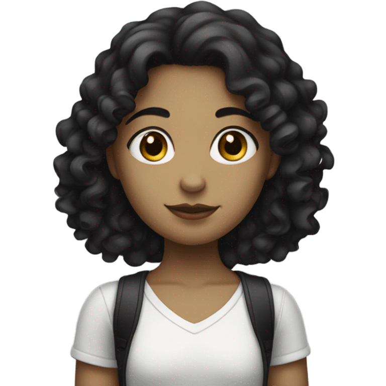 white skin girl has black curly hair  emoji