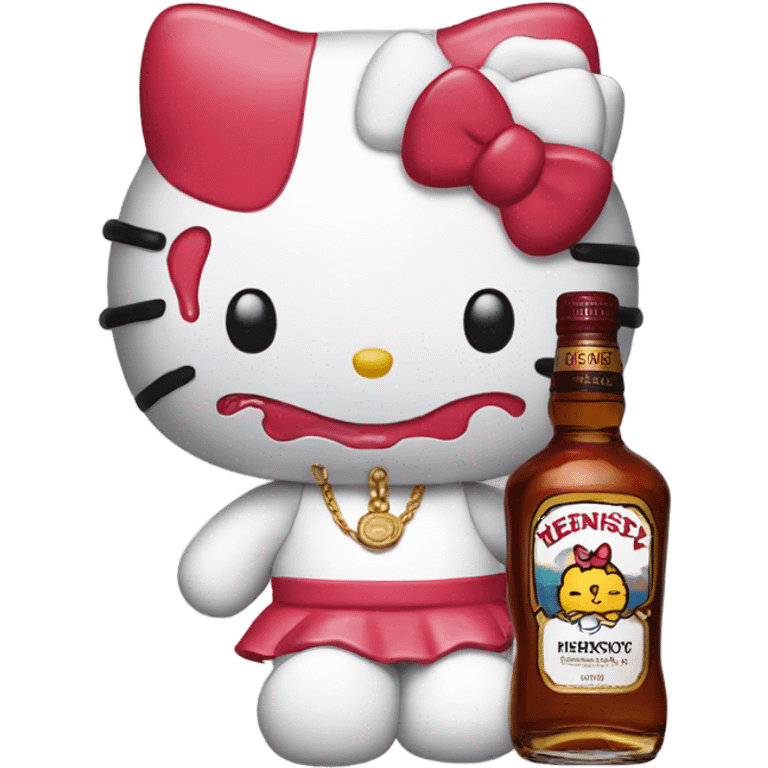 Hello kitty crying with tears holding Hennessy😭  emoji