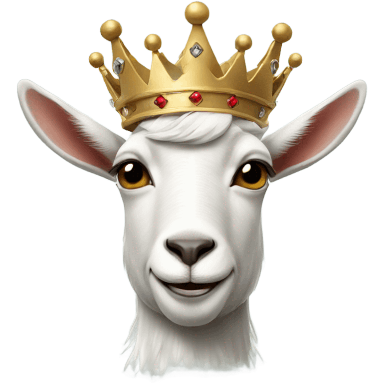 Stylish goat wearing white shirt and a crown emoji