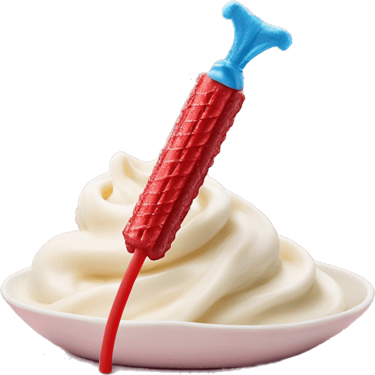 Twizzler bite candy on top of whip crème with kid spinning next to it emoji