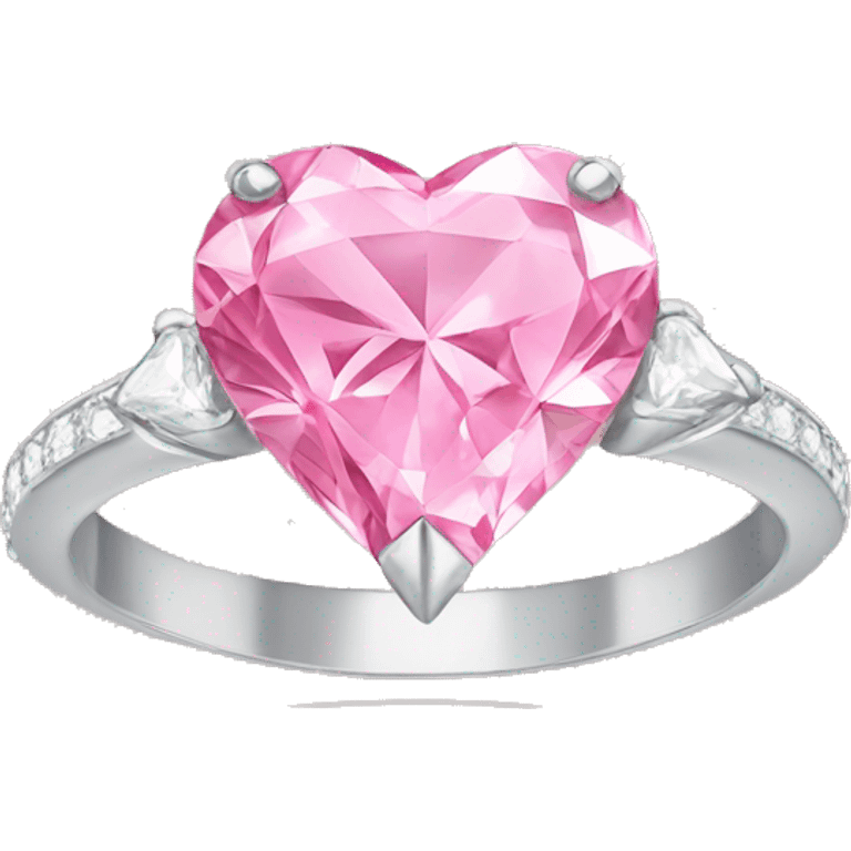 Sliver ring with a pink heart diamond emoji