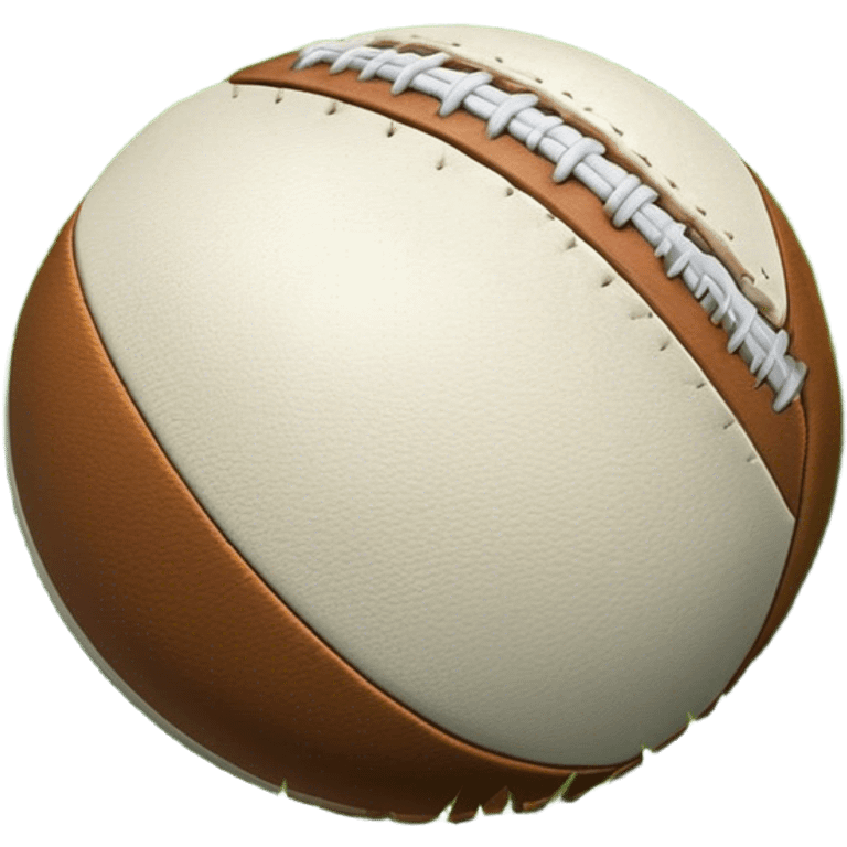 Cinematic Realistic image of an AFL ball resting on a lush, grassy field, showcasing weathered leather textures and intricate markings, bathed in soft, natural lighting that emphasizes its iconic role in the game emoji