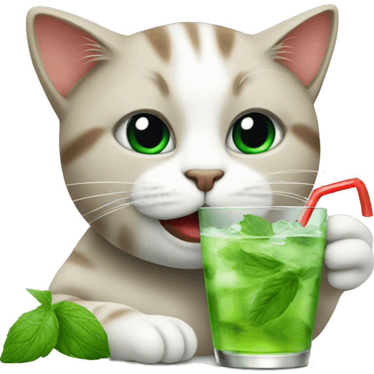 cat drinking a mojito  emoji