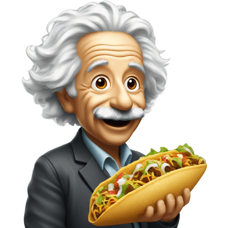 Albert Einstein eating a taco emoji