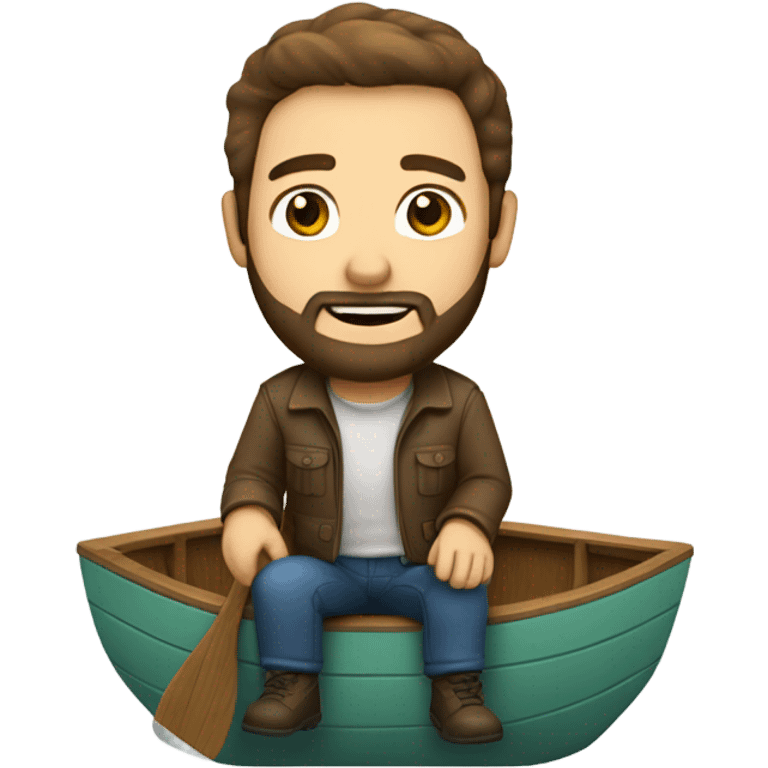 Brown hair man with beard on a boat emoji