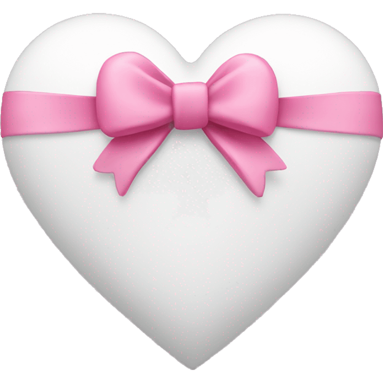 White heart with pink bow around it  emoji