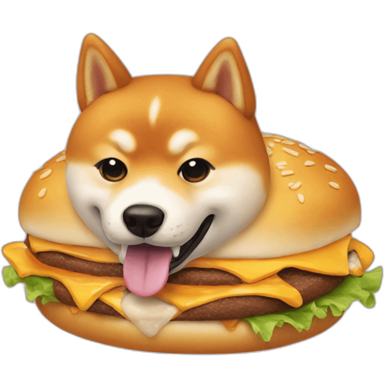 Shiba eating burger emoji