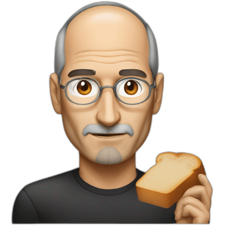 steve jobs with glass and bread emoji