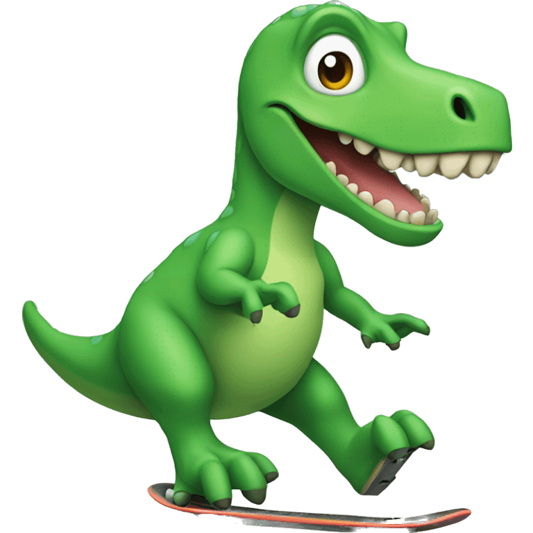 Green Dinosaur riding a skateboard  emoji