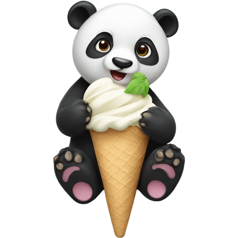 Panda eating ice cream emoji